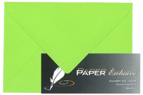Kuvert C6 120g lime tekstureret 10stk.